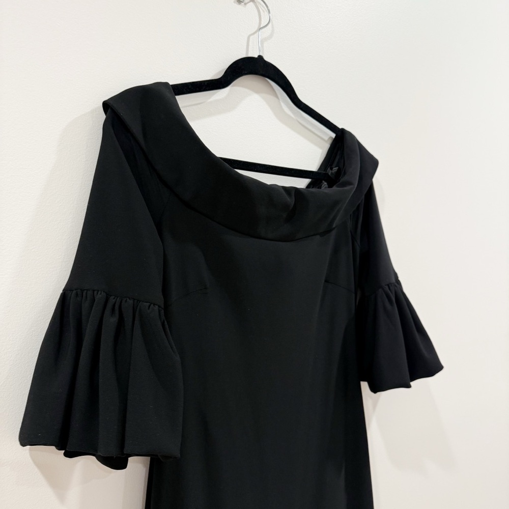 Off-Shoulder Bell Sleeve Jersey Evening Gown - Picture 6 of 13
